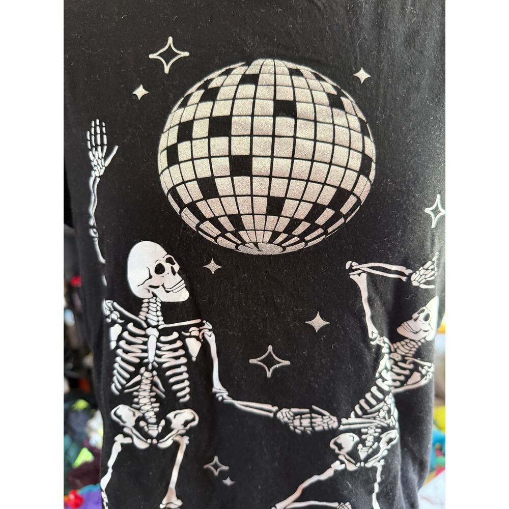Wound Up Disco Forever Skeleton T-Shirt Junior L 11-13 Halloween Goth Grunge - Picture 3 of 9